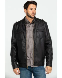 Cody James Men's Backwoods Distressed Faux Leather Moto JacketÂ
