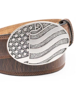 Cody James Men's Brown American Flag Oval Western Buckle Belt -Cody James 2000296473 200 P3