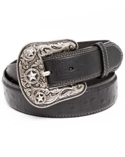 Cody James Men's Ostrich Print Embroidered Western Buckle Belt