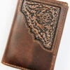 Cody James Men's Brown Tooled Trifold Leather Wallet