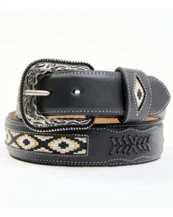 Cody James Men's Black Southwestern Center Inlay Western Belt