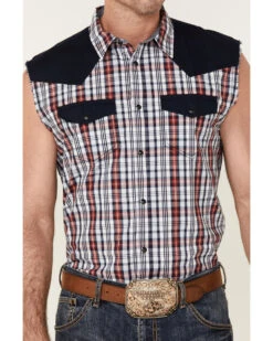 Cody James Men's Anthem Plaid Bubba Sleeveless Snap Western Shirt   -Cody James 2000359538 100 P3