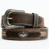 Cody James Men's Brown Southwestern Concho Belt With Lace Detail