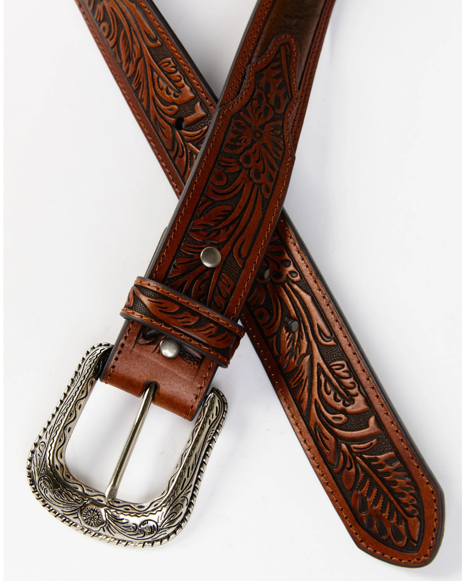 Cody James Men's Ostrich Print Tooled Belt 2 Cody James Men's Ostrich Print Tooled Belt - Image 2