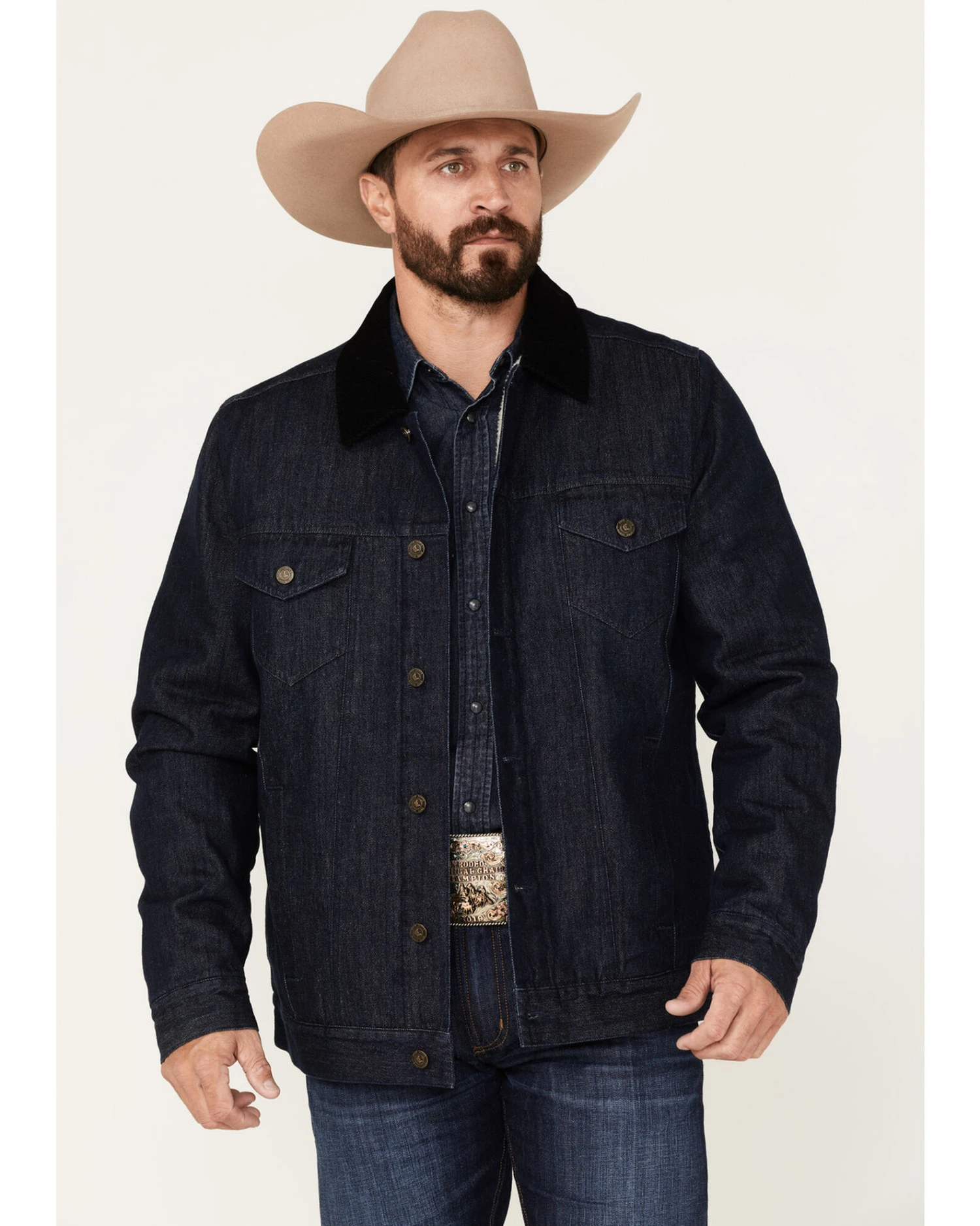 Cody James Men's Grand Teton Dark Wash Sherpa Cord Collar Denim Jacket 4 Cody James Men's Grand Teton Dark Wash Sherpa Cord Collar Denim Jacket - Image 4