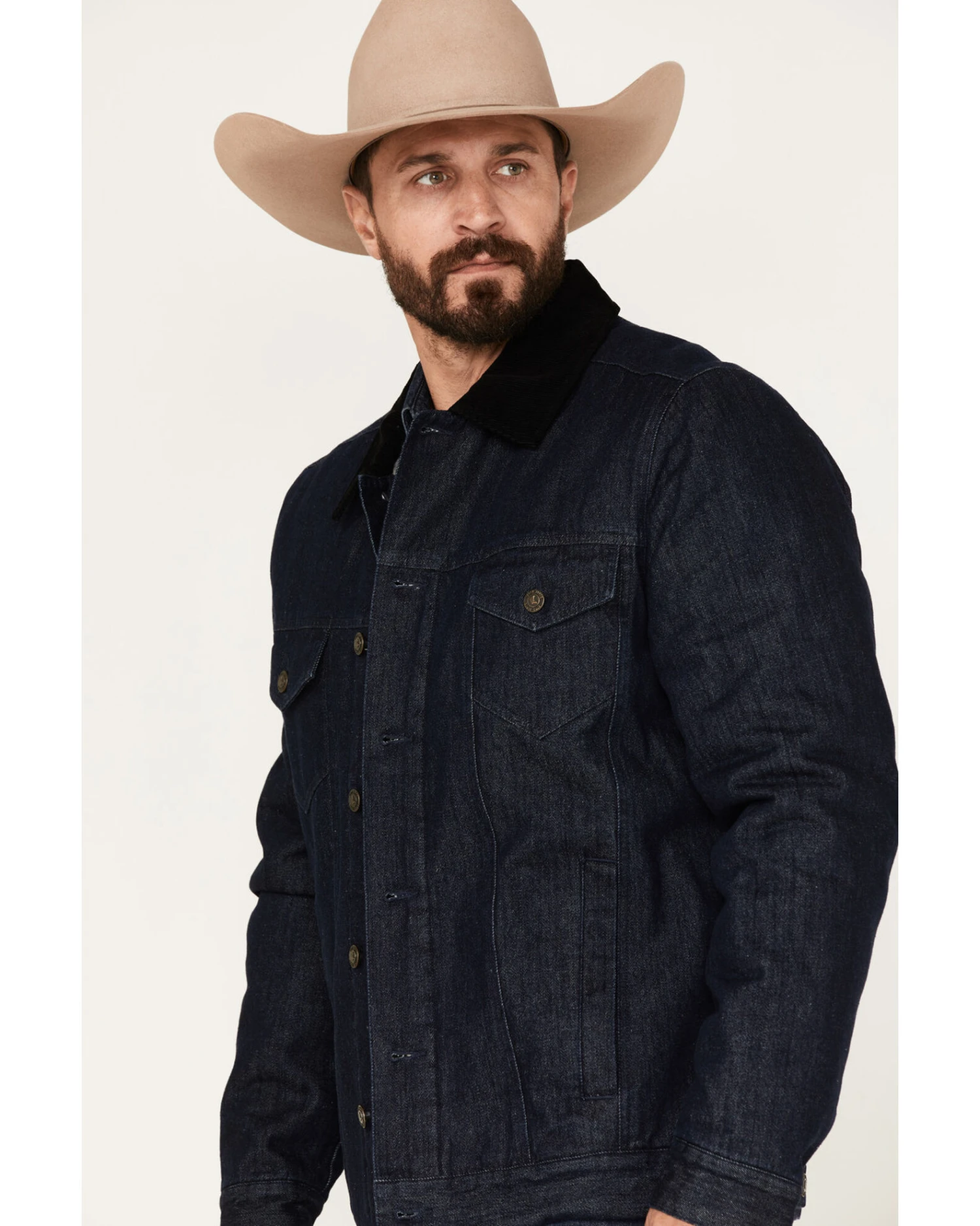 Cody James Men's Grand Teton Dark Wash Sherpa Cord Collar Denim Jacket 2 Cody James Men's Grand Teton Dark Wash Sherpa Cord Collar Denim Jacket - Image 2