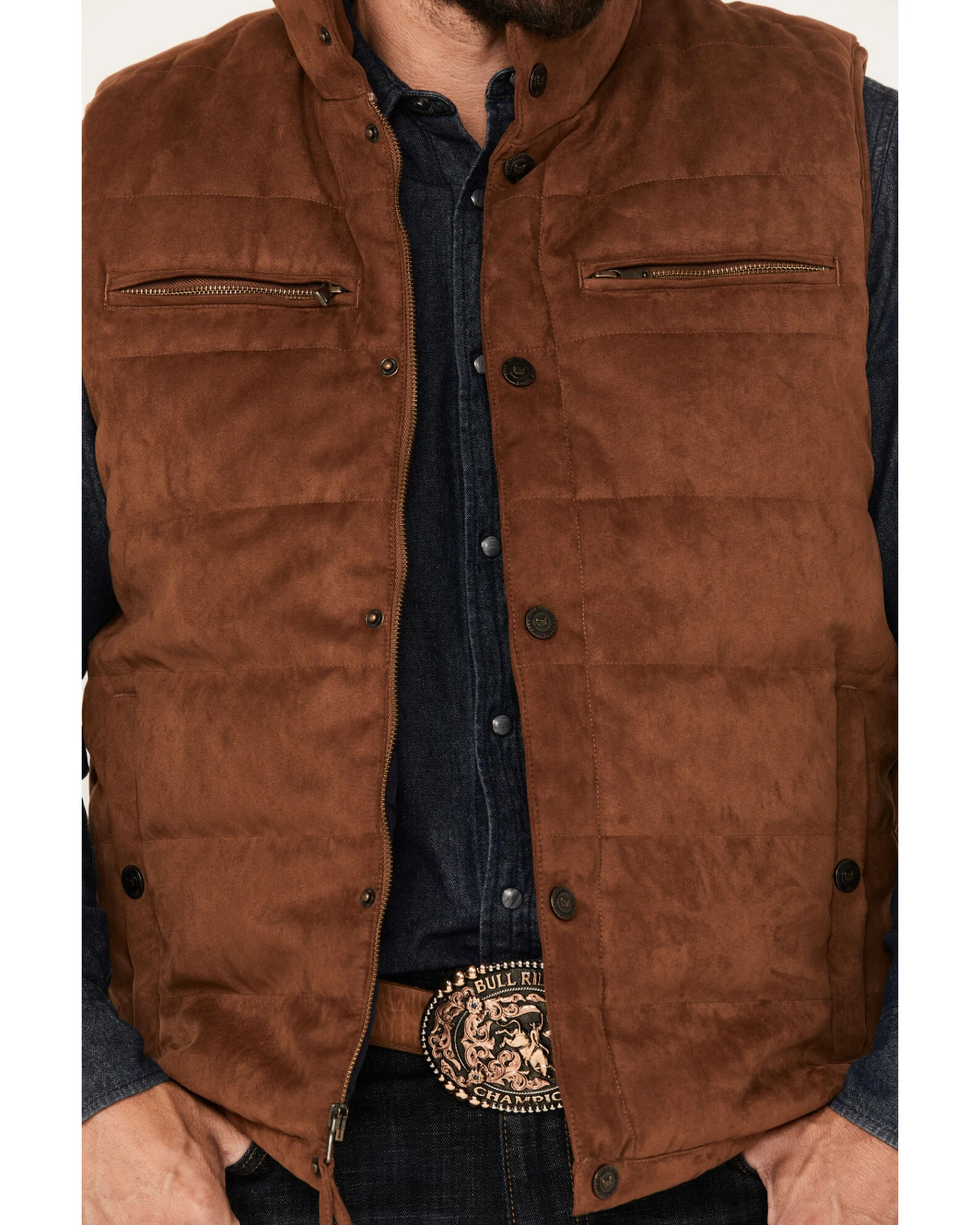 Cody James Men's Faux Suede Puffer Vest 3 Cody James Men's Faux Suede Puffer Vest - Image 3