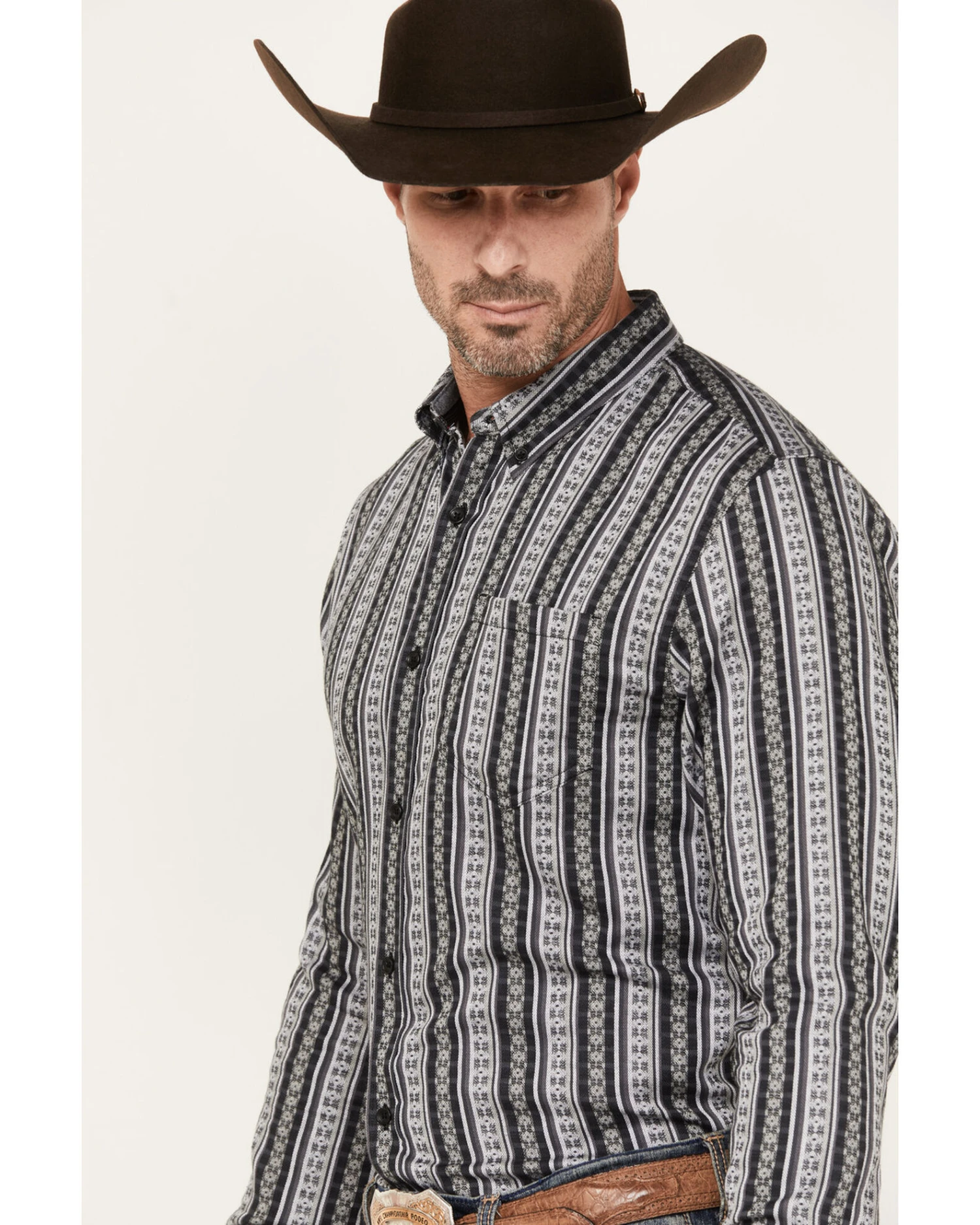 Cody James Men's Wiltern Striped Long Sleeve Button-Down Stretch Western Shirt 3 Cody James Men's Wiltern Striped Long Sleeve Button-Down Stretch Western Shirt - Image 3
