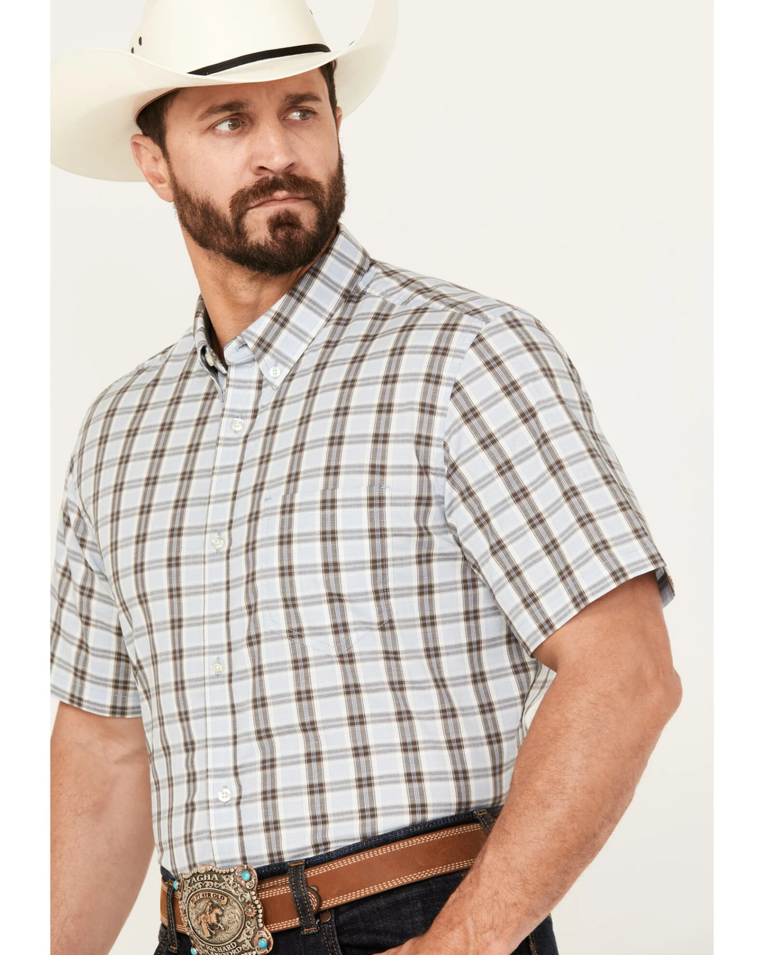 Cody James Men's Bryce Plaid Print Short Sleeve Button-Down Stretch Western Shirt - Big 2 Cody James Men's Bryce Plaid Print Short Sleeve Button-Down Stretch Western Shirt - Big - Image 2