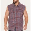 Cody James Men's Plaid Stars Bubba Sleeveless Western Shirt